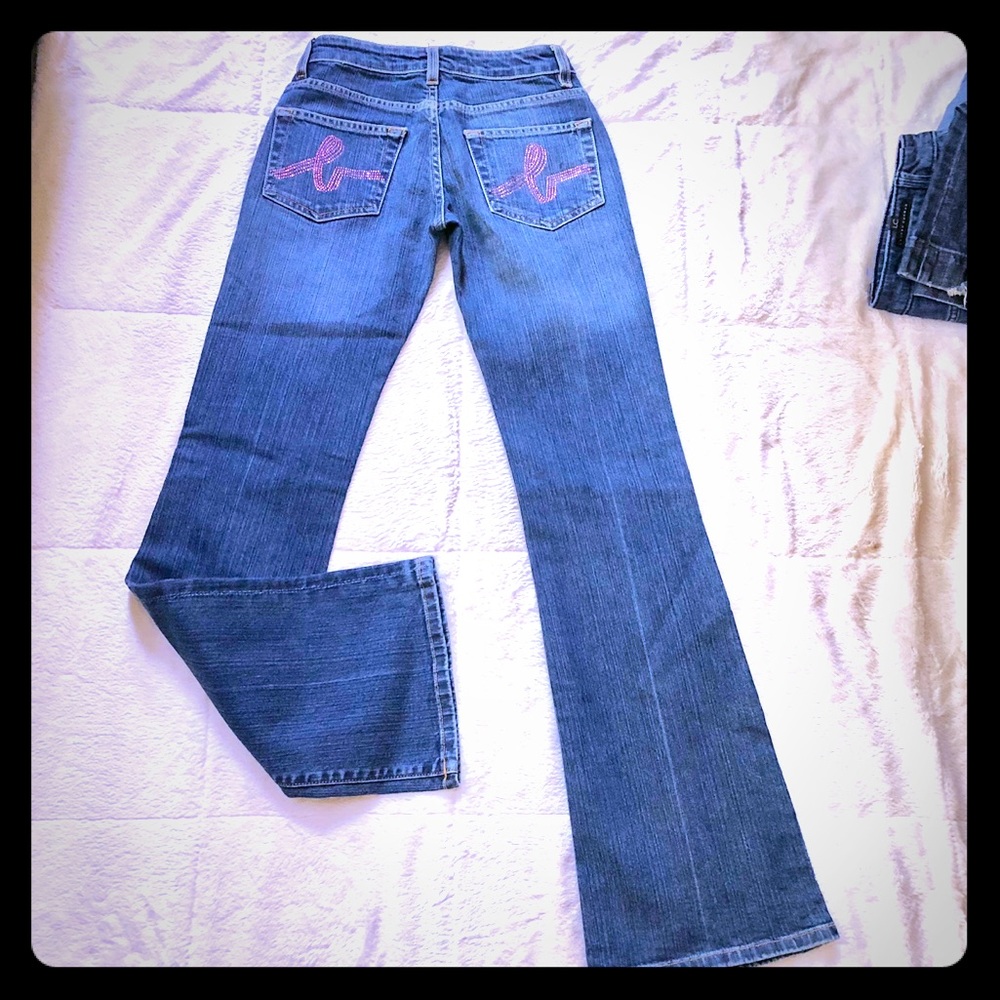 BeBe 25 low-rise boot-cut blue jeans